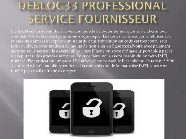 Debloc33 Professional Service Fournisseur