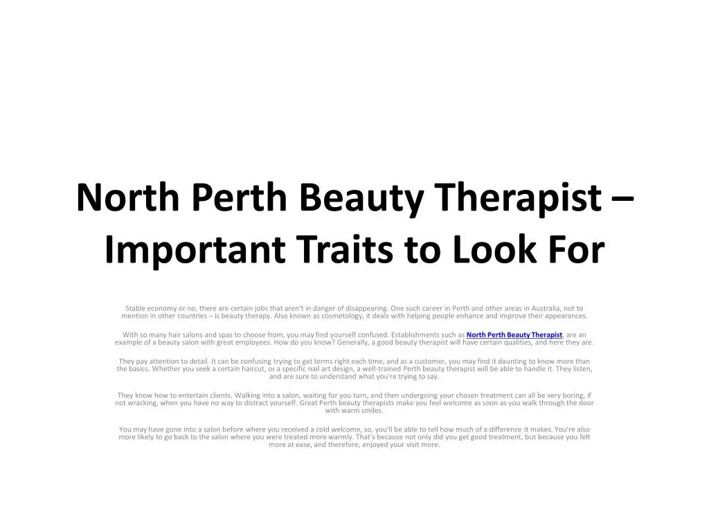 north perth beauty therapist important traits to look for
