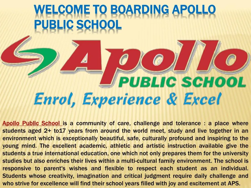 welcome to boarding apollo public school