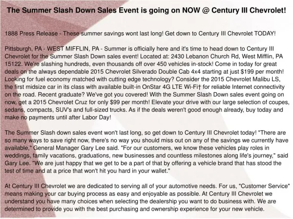 The Summer Slash Down Sales Event is going on NOW
