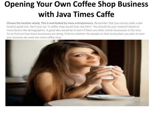 Opening Your Own Coffee Shop Business with Java Times Caffe