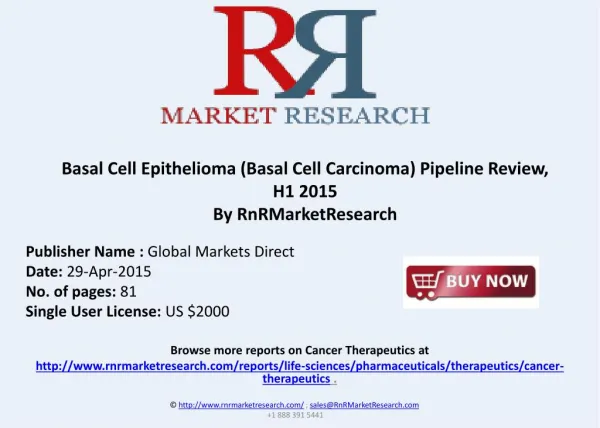 Basal Cell Carcinoma – Pipeline Review, H1 2015