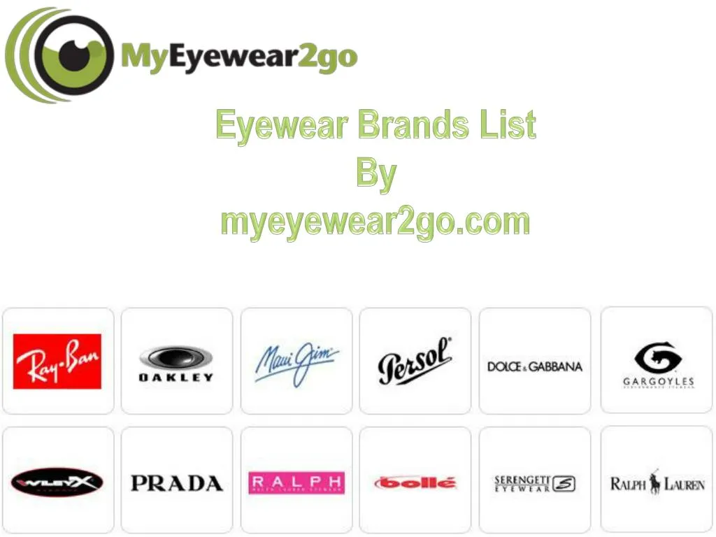 eyewear brands list by myeyewear2go com