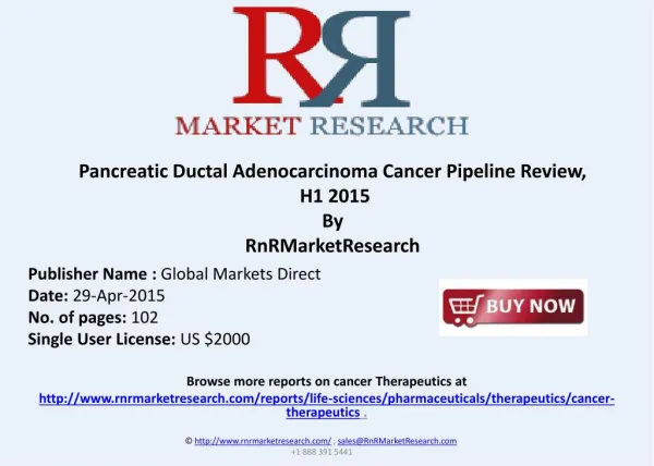 Pancreatic Ductal Adenocarcinoma - Pipeline Review, H1 2015