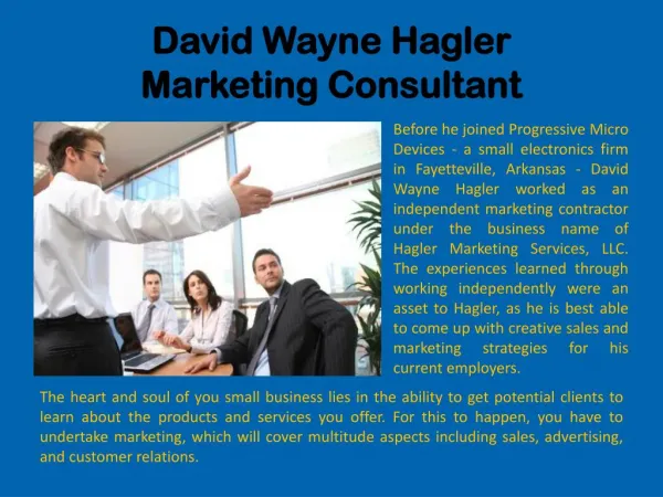 David Wayne Hagler Marketing Consultant