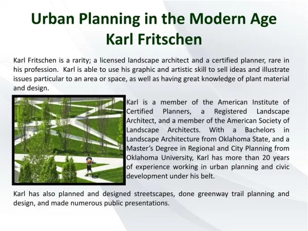 Urban Planning in the Modern Age Karl Fritschen