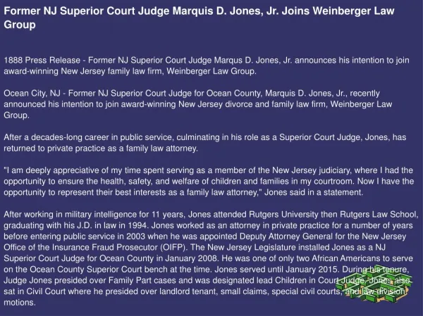 Former NJ Superior Court Judge Marquis D. Jones