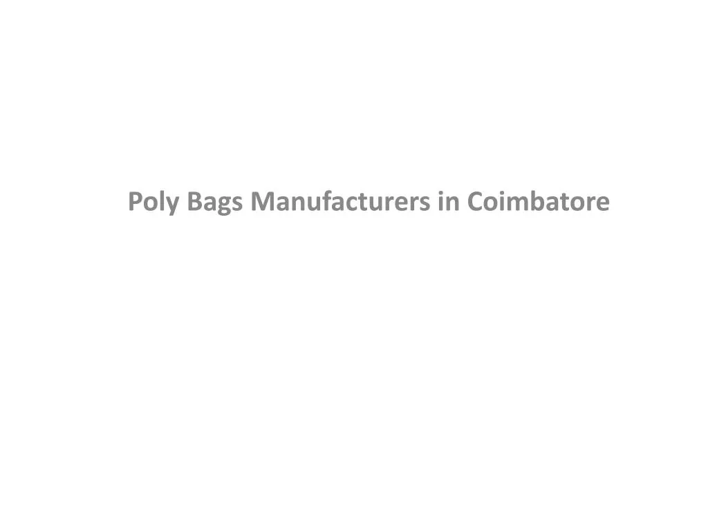 poly bags manufacturers in coimbatore