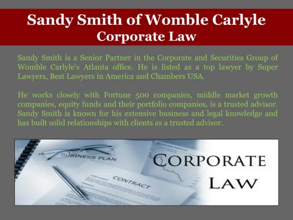 Sandy Smith of Womble Carlyle Corporate Law