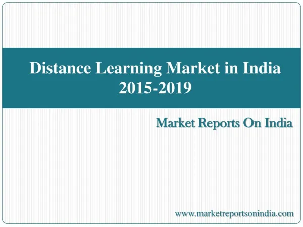 Distance Learning Market in India 2015-2019