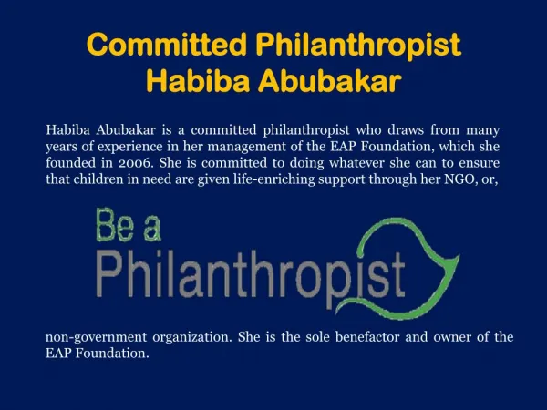 Committed Philanthropist Habiba Abubakar