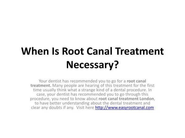 When Is Root Canal Treatment Necessary?