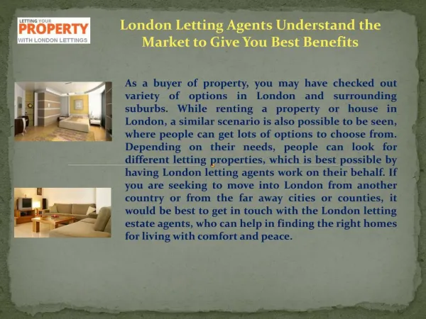 London Letting Agents Understand the Market to Give You Best