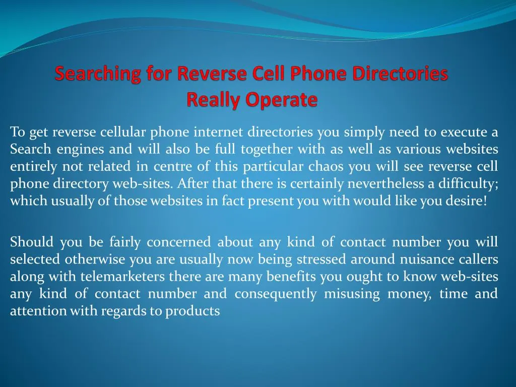 searching for reverse cell phone directories really operate