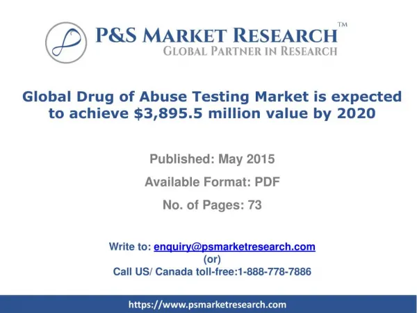 Drug of Abuse Testing Market forecasts to 2020
