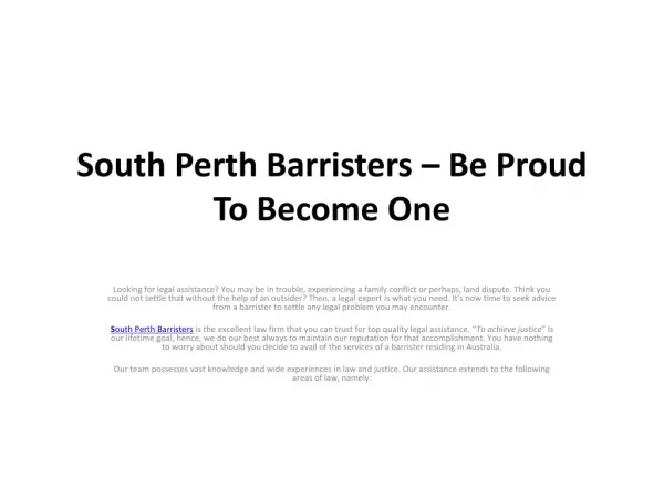 South Perth Barristers – Be Proud To Become