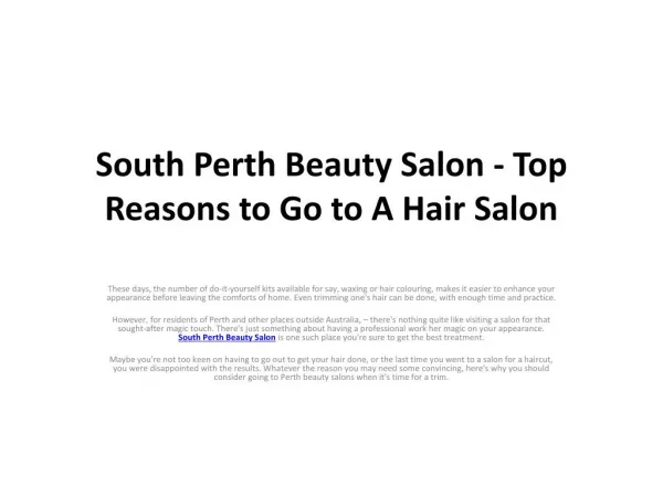 South Perth Beauty Salon - Top Reasons to