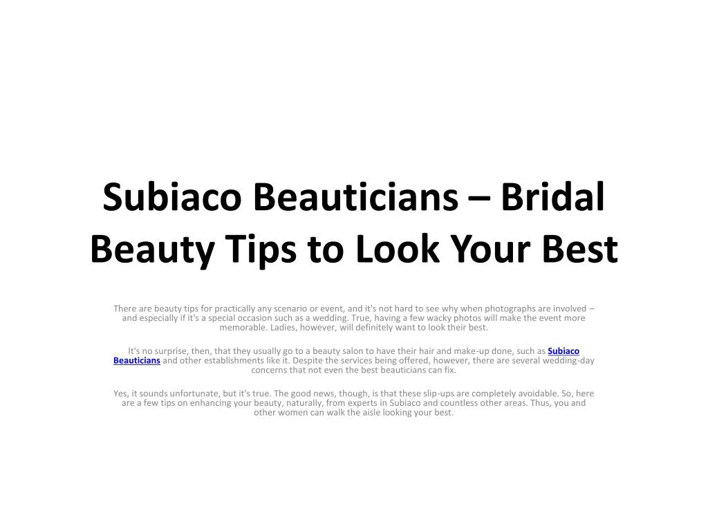 subiaco beauticians bridal beauty tips to look your best