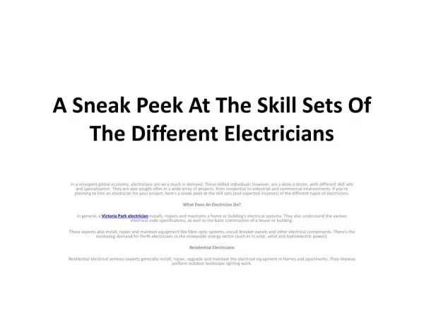 West Perth Electricians - Knowing The Value Of