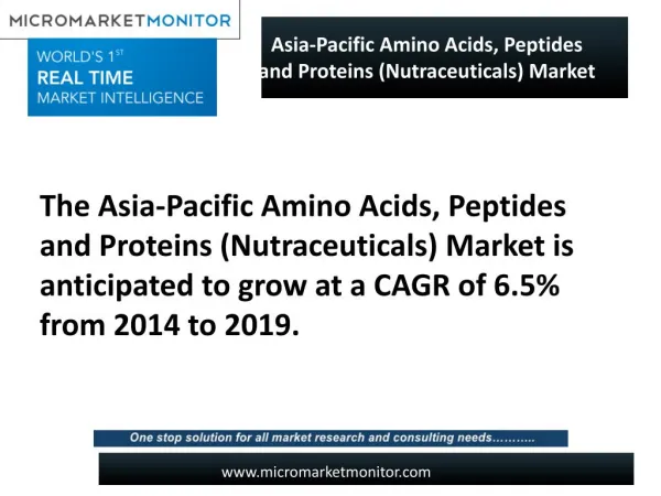Asia-Pacific Amino Acids, Peptides and Proteins (Nutraceutic