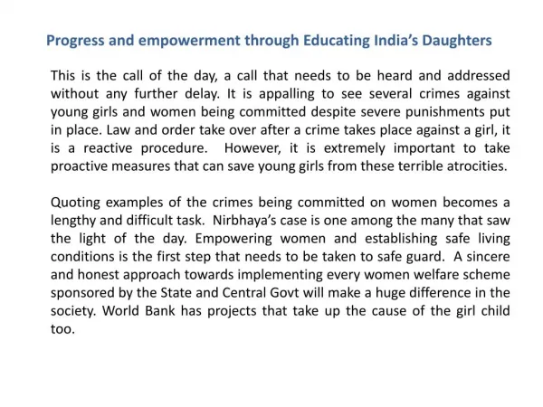 Progress and empowerment through Educating India’s Daughters
