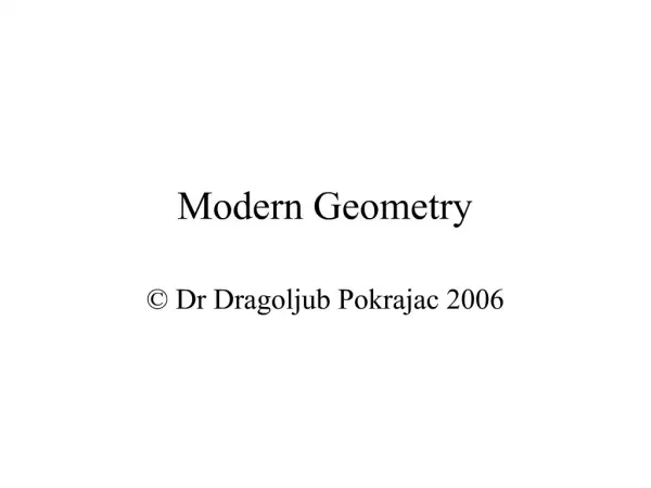 Modern Geometry