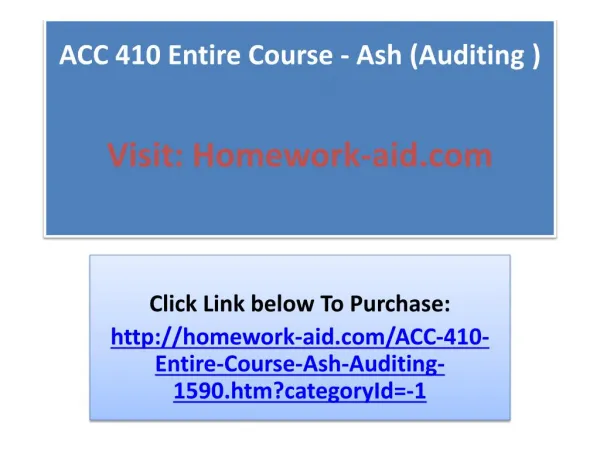 acc 410 entire course ash auditing visit homework aid com