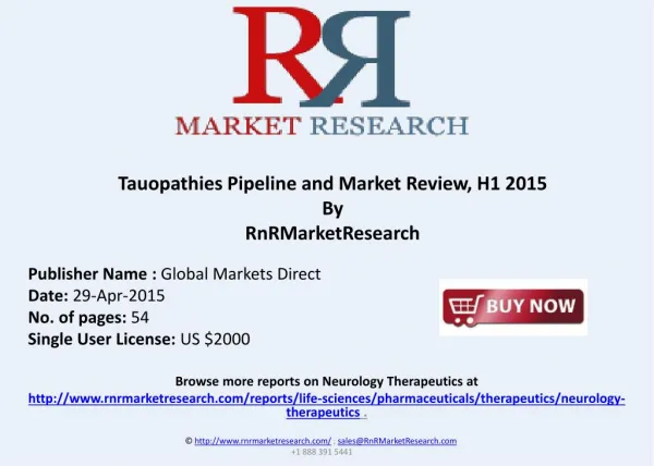 Tauopathies Therapeutic Pipeline Review, H1 2015