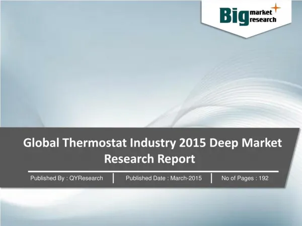 Global Thermostat Industry 2015 : Research & Analysis