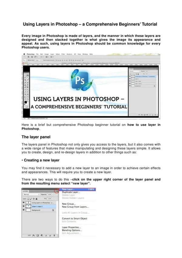 Using Layers in Photoshop – a Comprehensive Beginners’ Tutor