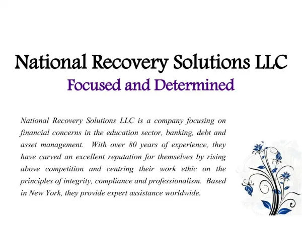 National Recovery Solutions LLC_Focused and Determined