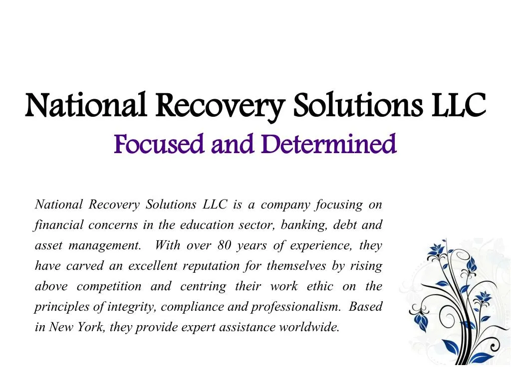 national recovery solutions llc focused and determined