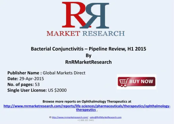 Bacterial Conjunctivitis – Pipeline Review, H1 2015