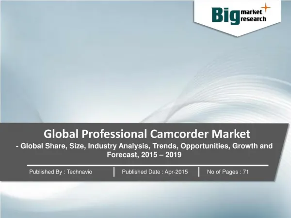 In Depth Analysis On Global Professional Camcorder Market