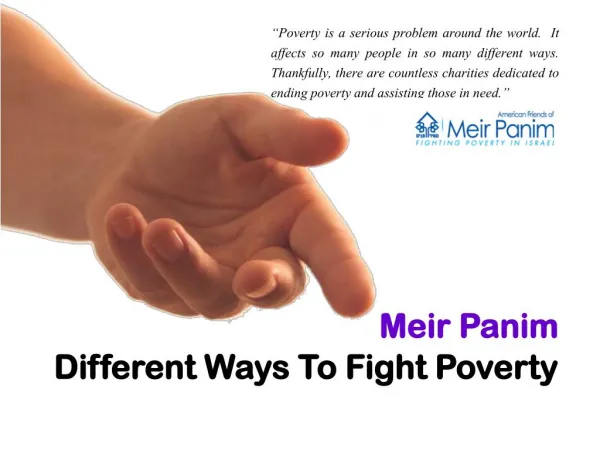 Meir Panim_Different Ways To Fight Poverty