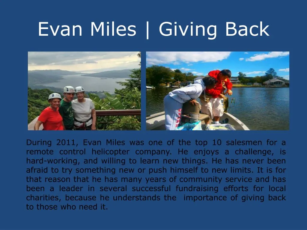 evan miles giving back