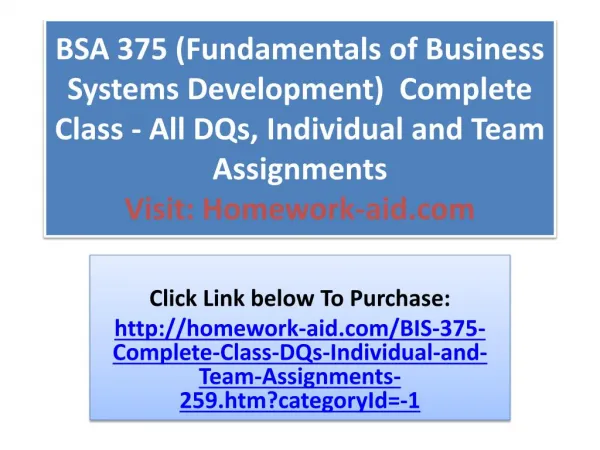 BSA 375 (Fundamentals of Business Systems Development) Comp