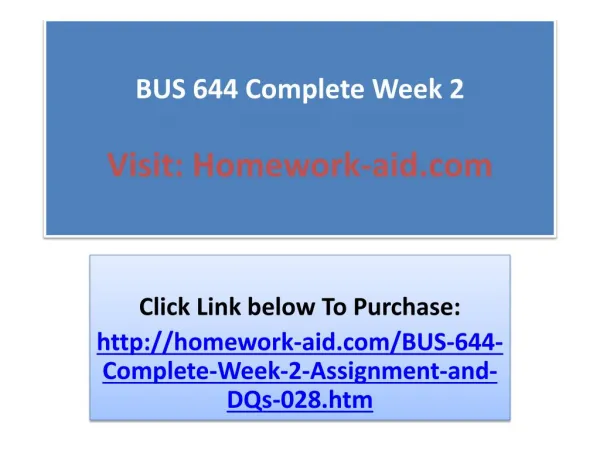 BUS 644 Complete Week 2