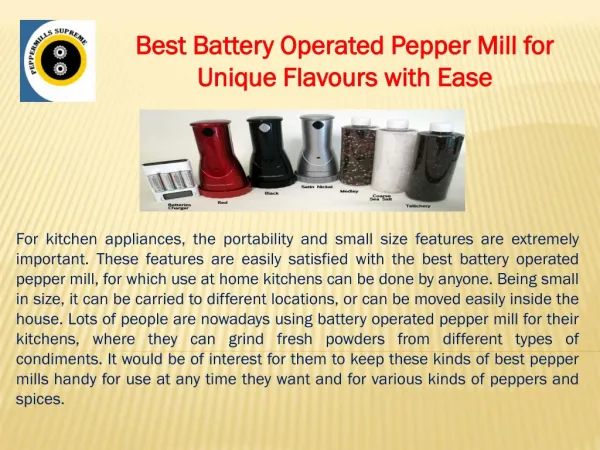 Best Battery Operated Pepper Mill for Unique Flavours with E