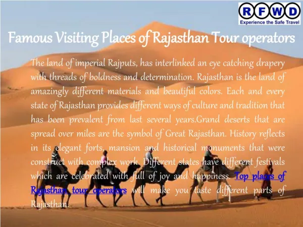 Famous Visiting Places of Rajasthan Tour operators