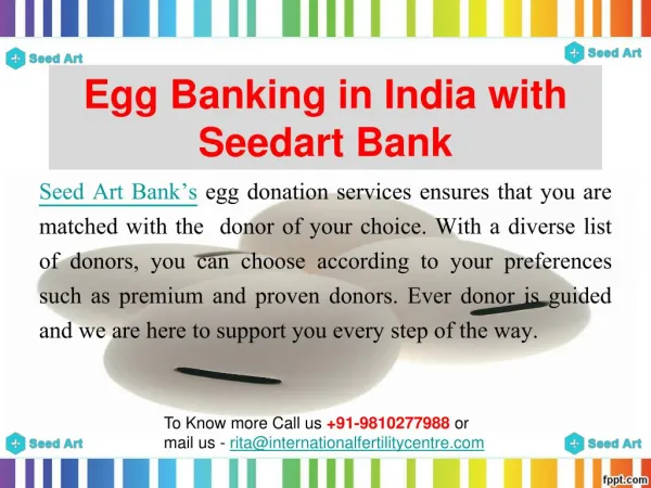 Egg Banking in India with Seedart Bank