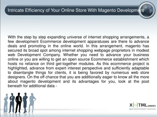 Intricate Efficiency of Your Online Store With Magento Devel