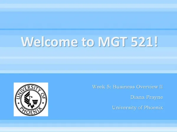 Welcome to MGT 521