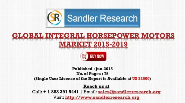 World Integral Horsepower Motors Market to Grow at 6% CAGR t