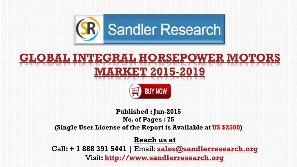 global integral horsepower motors market 2015 2019