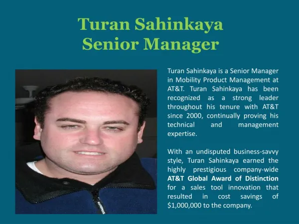 Turan Sahinkaya Senior Manager