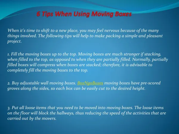 6 Tips When Using Moving Boxes