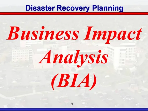 Business Impact Analysis BIA