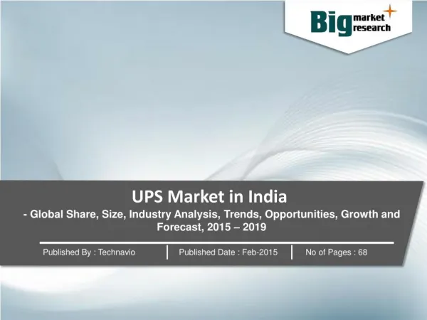 Fastest Growing Sector in UPS Market in India - 2019
