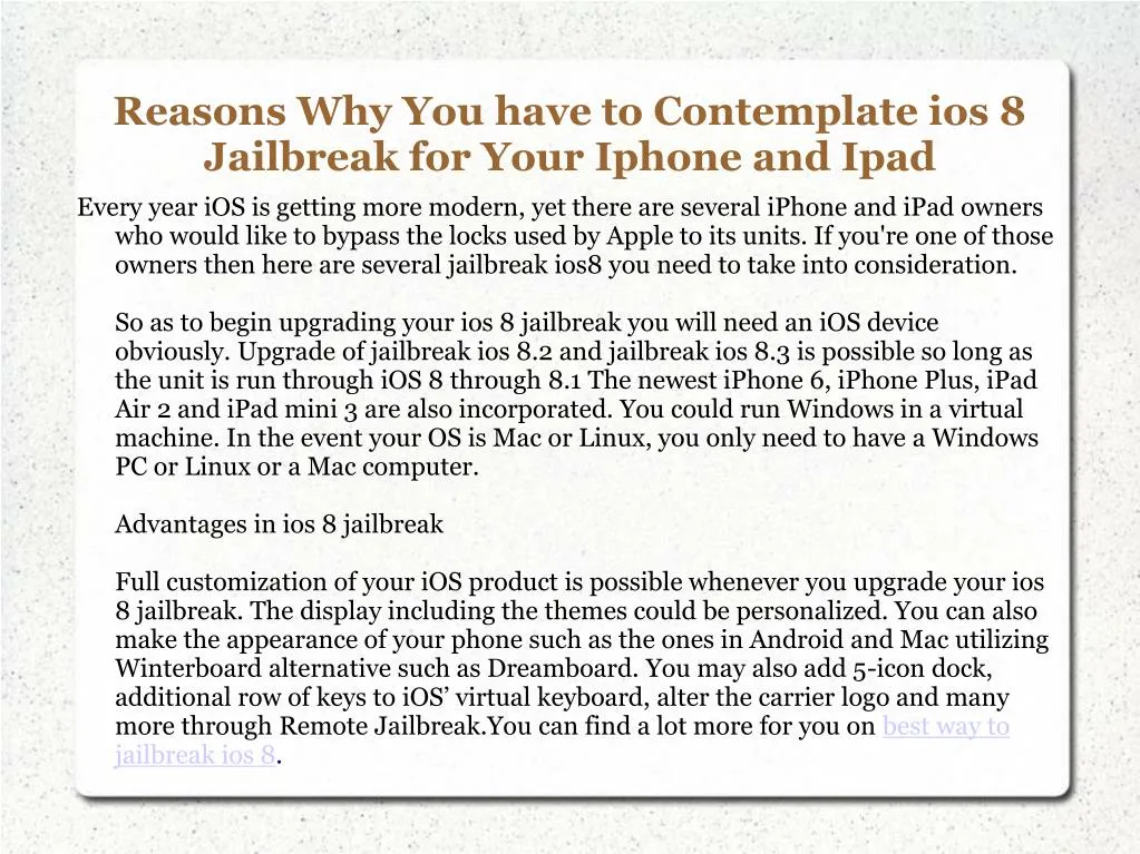 reasons why you have to contemplate ios 8 jailbreak for your iphone and ipad